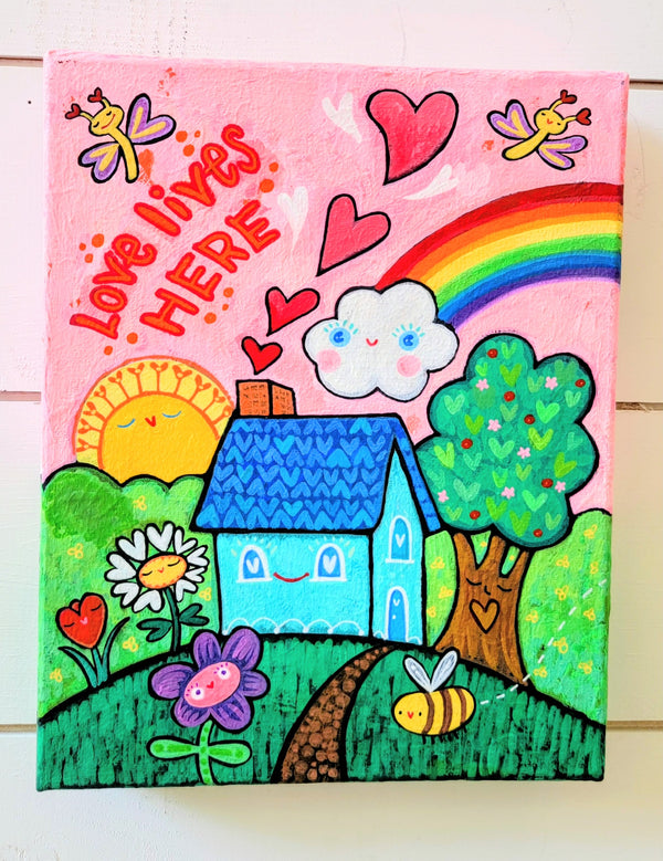LOVE Lives Here Original Painting 8x10" Original Collage