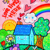 LOVE Lives Here Original Painting 8x10" Original Collage