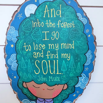 Into the Forest  19" tall Hand Painted Wooden Round
