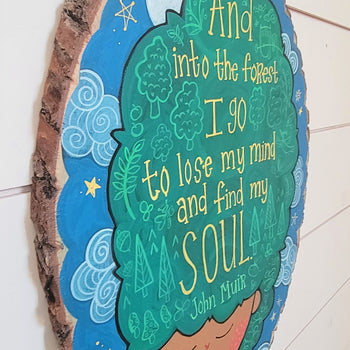 Into the Forest  19" tall Hand Painted Wooden Round