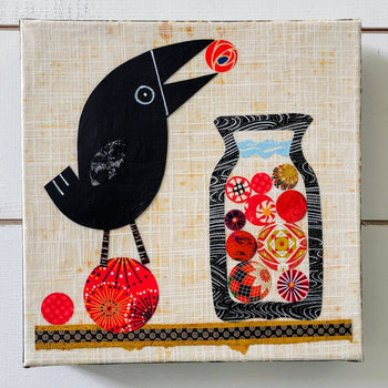 Thirsty Crow 8x8" Original Collage