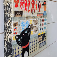 Market Kitty 8x8" Original Collage Portugal Fish Series