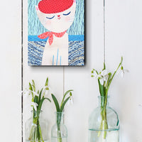 Cat In Hat-Blue 6x8" Original Collage