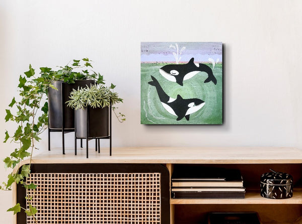 Orca Swim 12x12" Original Collage