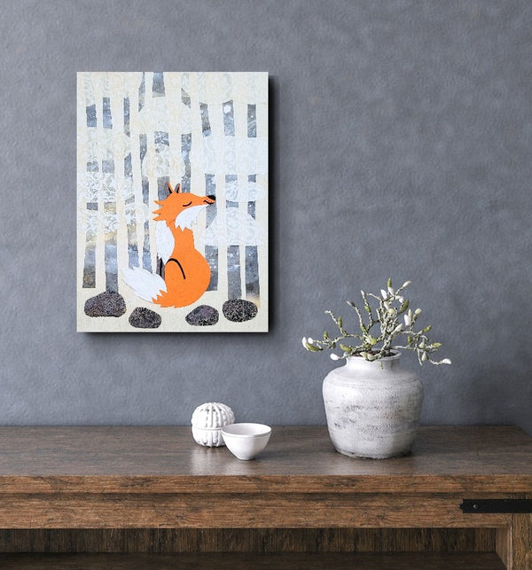 Winter Fox 12x16" Original Collage