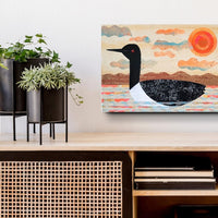 Loon On Lake 12x16" Original Collage