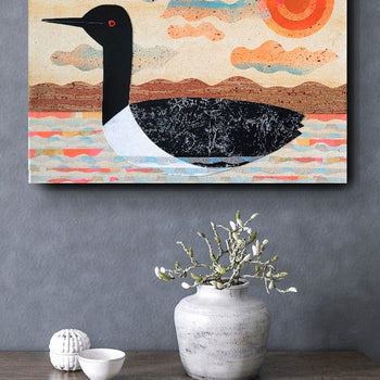 Loon On Lake 12x16" Original Collage