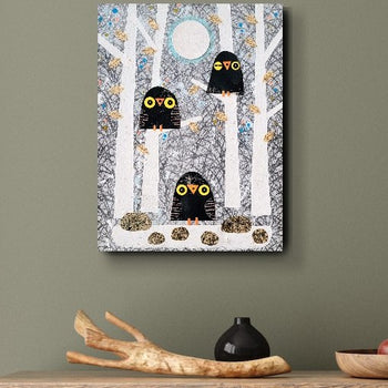 Night Owls 9x12" Original Collage
