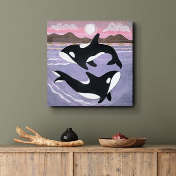 Orca Swim 12x12" Original Collage