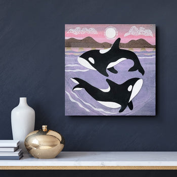 Orca Swim 12x12" Original Collage