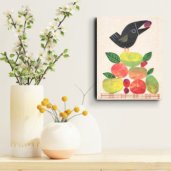 Crow With Fruit 8x10" Original Collage