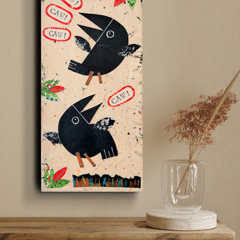 Chatty Crows 6x12" Original Collage