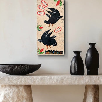 Chatty Crows 6x12" Original Collage