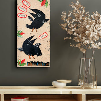 Chatty Crows 6x12" Original Collage