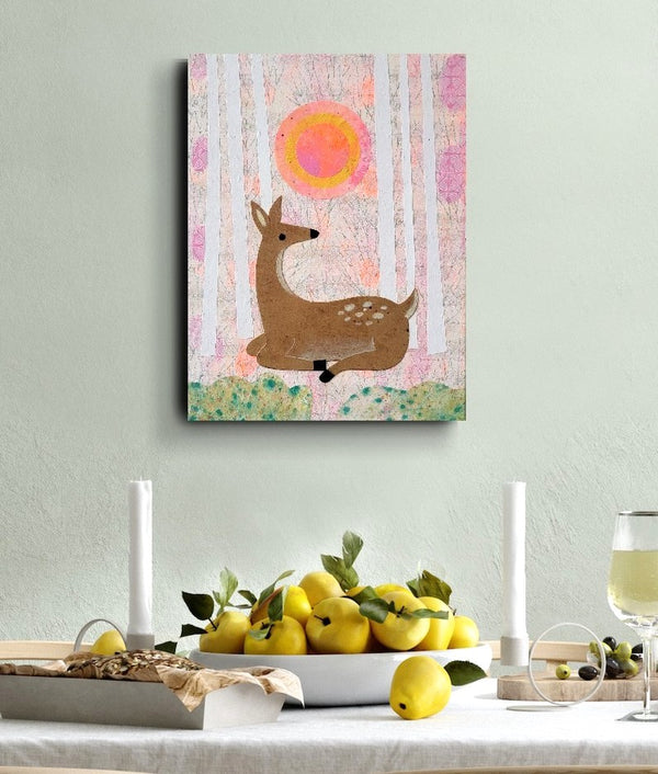 Deer At Dawn 12x16" Original Collage