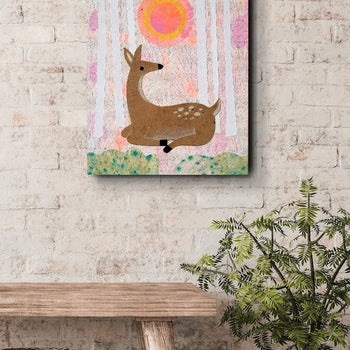 Deer At Dawn 12x16" Original Collage