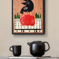 Crow With Fruit and Music 9x12" Original Collage