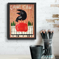 Crow With Fruit and Music 9x12" Original Collage