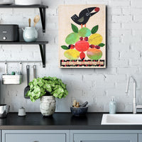 Crow With Fruit 9x12" Original Collage