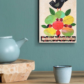 Crow With Fruit 9x12" Original Collage