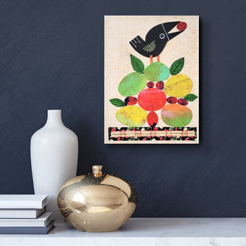 Crow With Fruit 9x12" Original Collage
