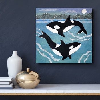 Orca Swim 12x12" Original Collage