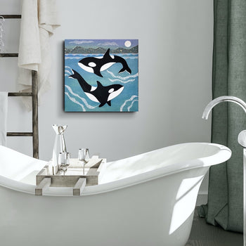 Orca Swim 12x12" Original Collage