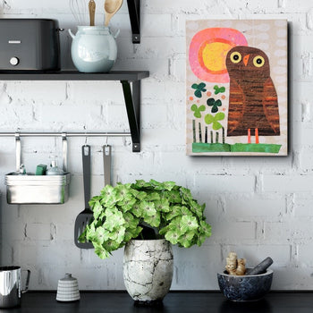 Owl In the Yard 6x8" Original Collage