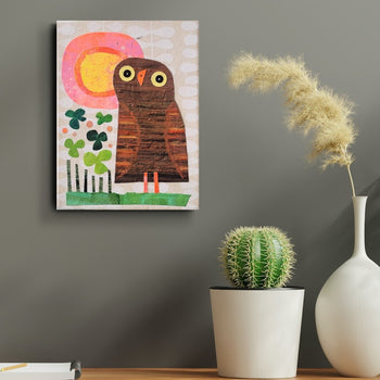 Owl In the Yard 6x8" Original Collage