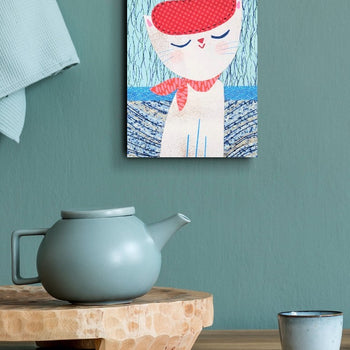 Cat In Hat-Blue 6x8" Original Collage