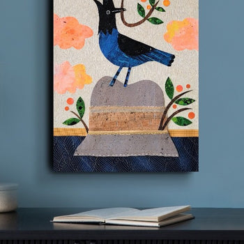 Bird On a Hat- Steller's Jay 11x14" Original Collage