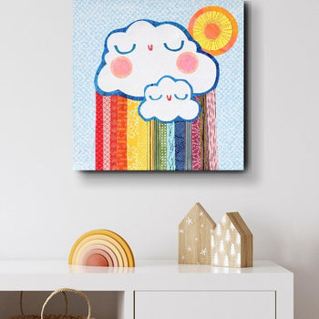 Mama Cloud Baby Cloud 8x8" Original Collage