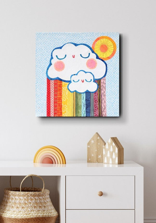 Mama Cloud Baby Cloud 8x8" Original Collage