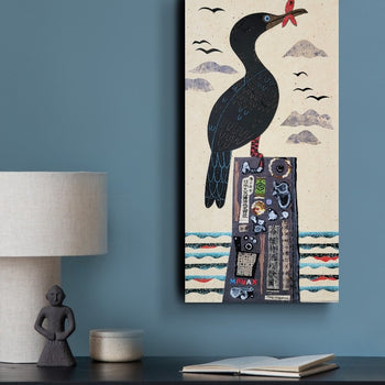 Cormorant Cove 10x20" Original Collage