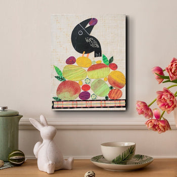 Crow With Fruit 9x12" Original Collage