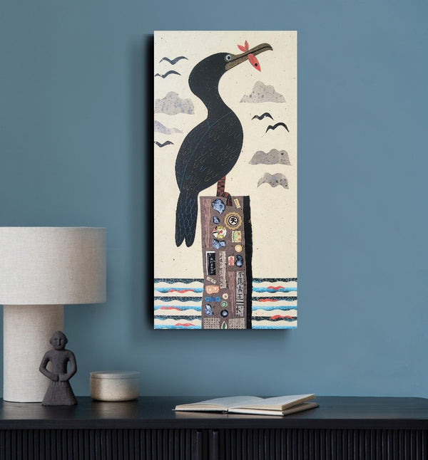 Cormorant Cove 10x20" Original Collage