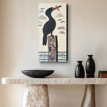 Cormorant Cove 10x20" Original Collage