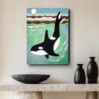 Orca At Moonrise 9x12" Original Collage