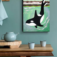 Orca At Moonrise 9x12" Original Collage