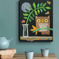 Owlet On a Branch 8x10" Original Collage