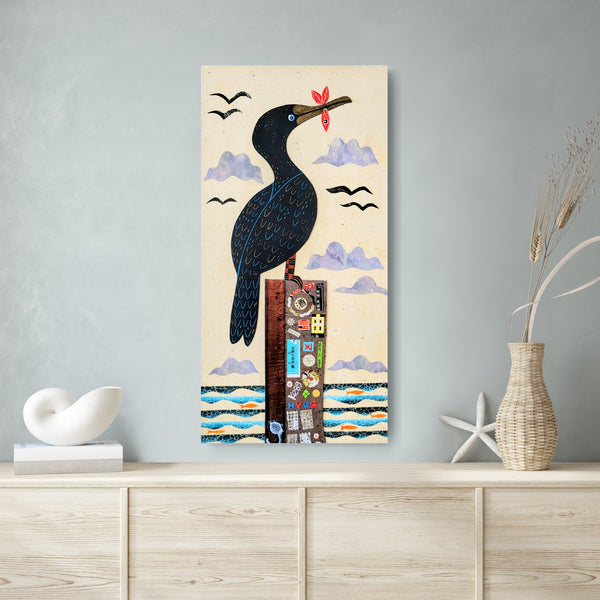 Cormorant Cove 10x20" Original Collage