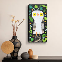 Owl On a Stump At Midnight 6x12" Original Collage