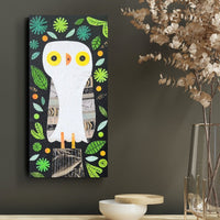 Owl On a Stump At Midnight 6x12" Original Collage