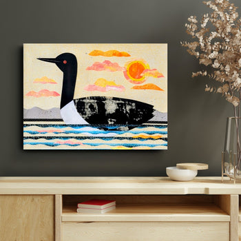 Loon On Lake 12x16" Original Collage