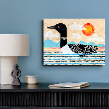 Loon On Lake 12x16" Original Collage