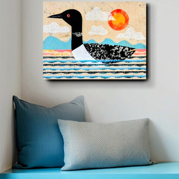 Loon On Lake 12x16" Original Collage