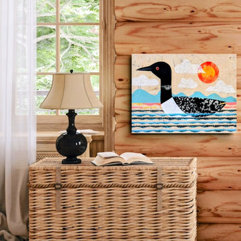 Loon On Lake 12x16" Original Collage