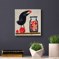 Thirsty Crow 8x8" Original Collage