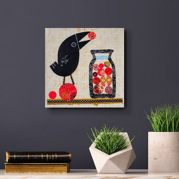 Thirsty Crow 8x8" Original Collage