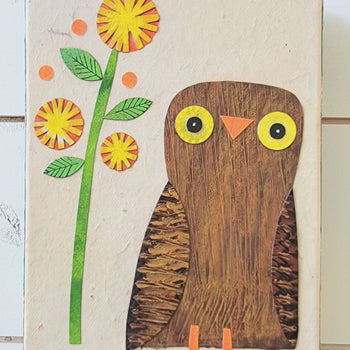 Owlet and Dandies 6x8" Original Collage